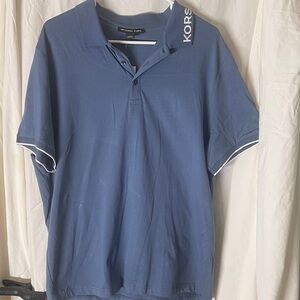 Michael Kors Navy Polo Shirt with White Accents
